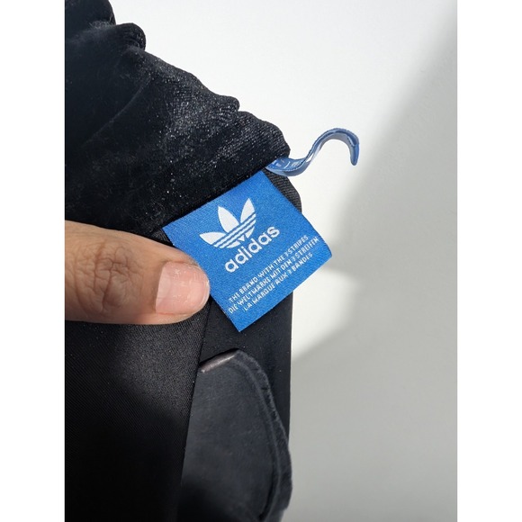 Adidas Womens Cropped Velour Track Jacket Black Sz S Y2K Blokette Sports - Picture 7 of 10